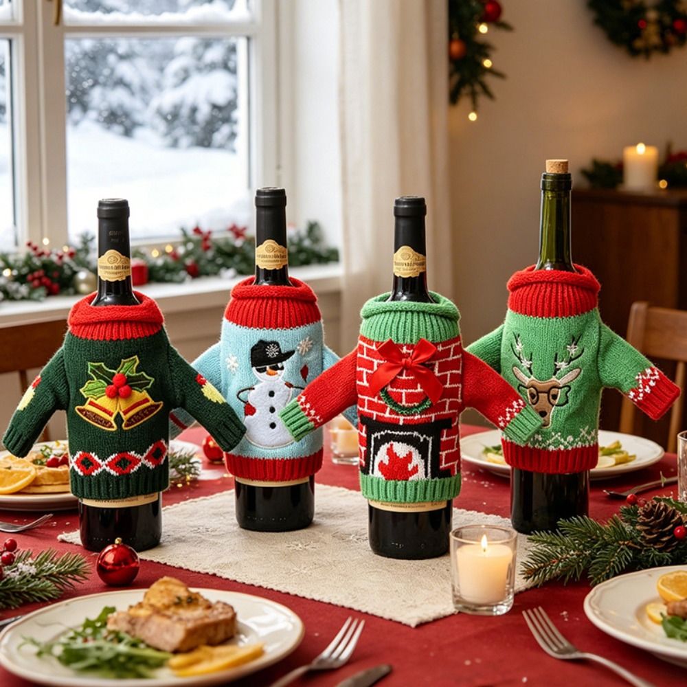 Wine Beer Hat - Elk Wine Bottle Cover Snowflake with