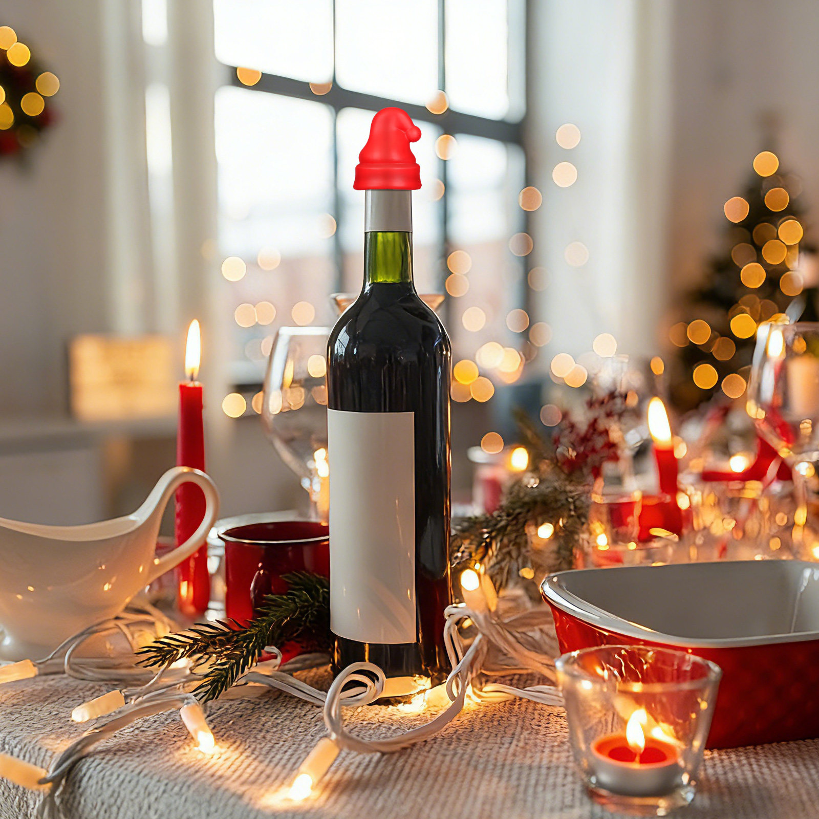 2Pcs Mini Santa Hat Wine Stopp - Wine Beer Hat review and price