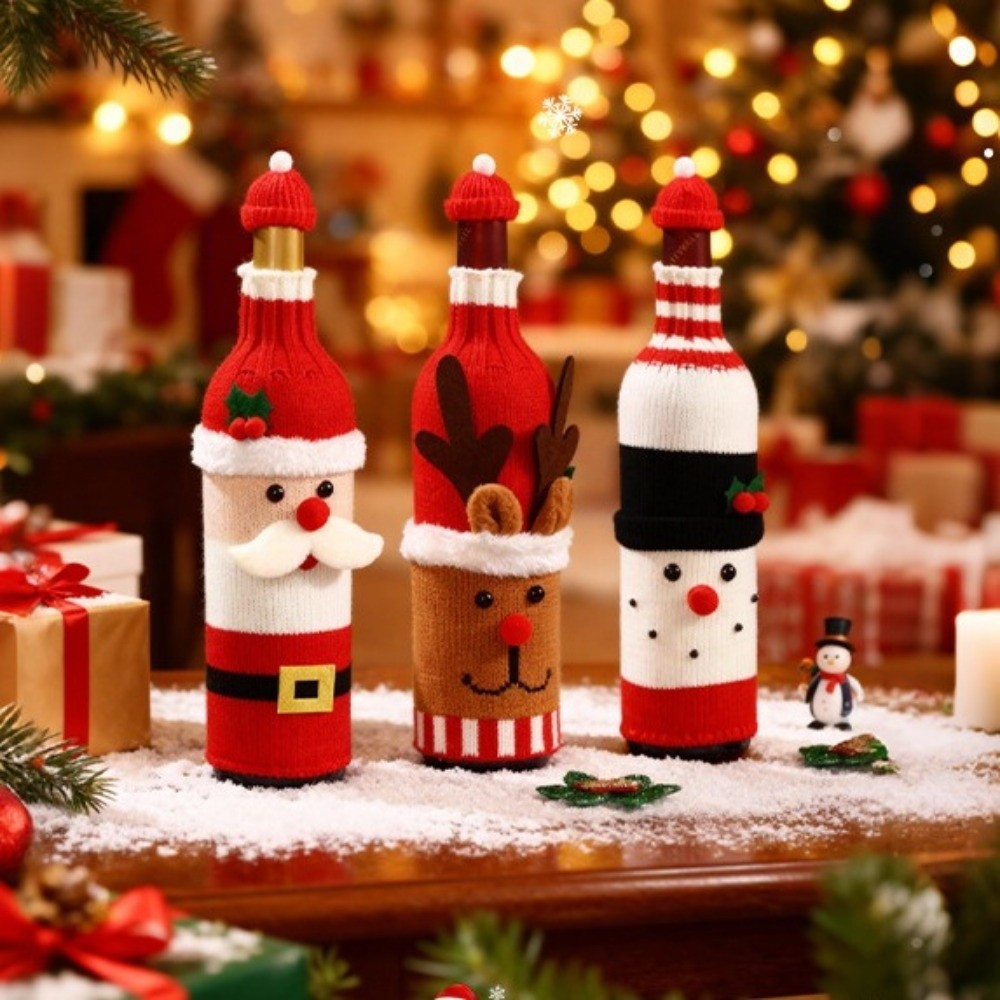 Knitted Wine Bottle Cover with - Wine Beer Hat review and price